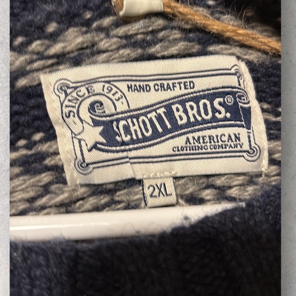 NWT Schott Bros Wool Crew Neck Heavy Sweater Men’s Size XXL Blue Gray - Picture 4 of 5